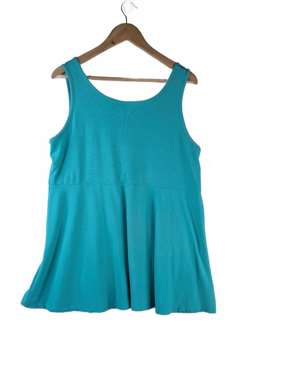 Torrid Scoop Neck Sleeveless Mix Rib Tank Top in Mint Green/Teal Size 2X